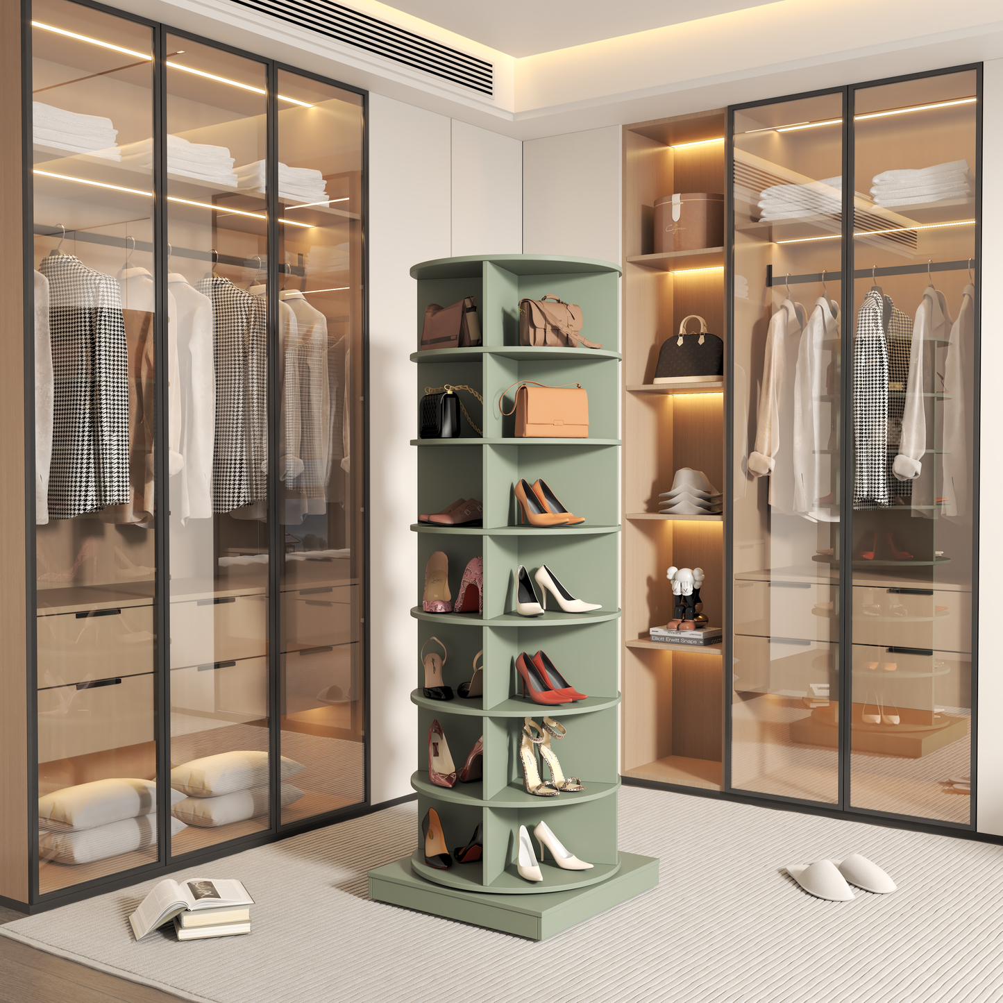 Green 360 Rotating shoe cabinet 7 layers - Korvel