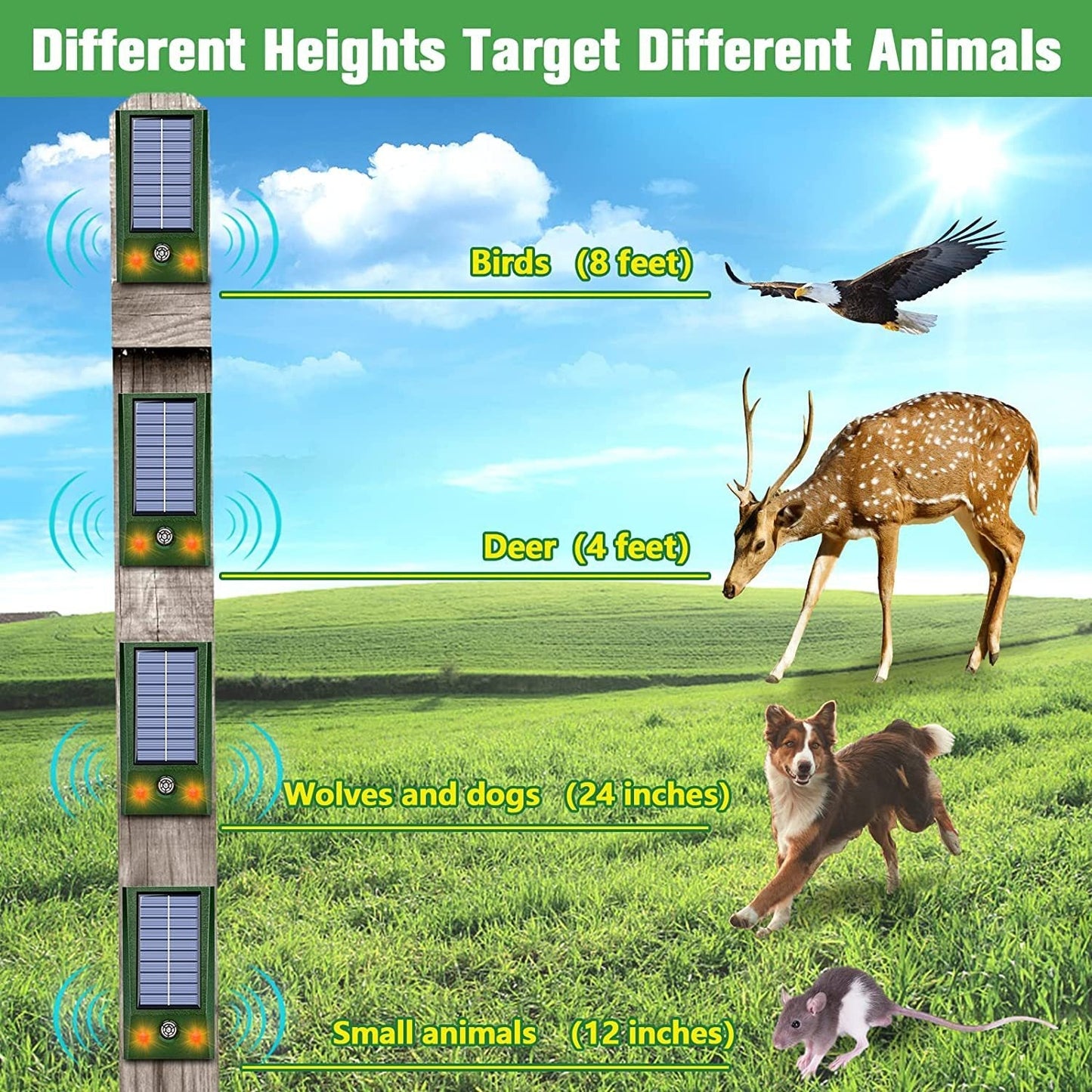 Ultrasonic mouse repeller Outdoor LED red and white flash bird repeller Ultrasonic dog repeller Cat repeller - Korvel