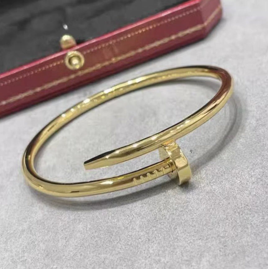 Precision Thick Plating Head and Tail Diamond Fashion Three-Circle Full Diamond Couple Bracelet - Korvel
