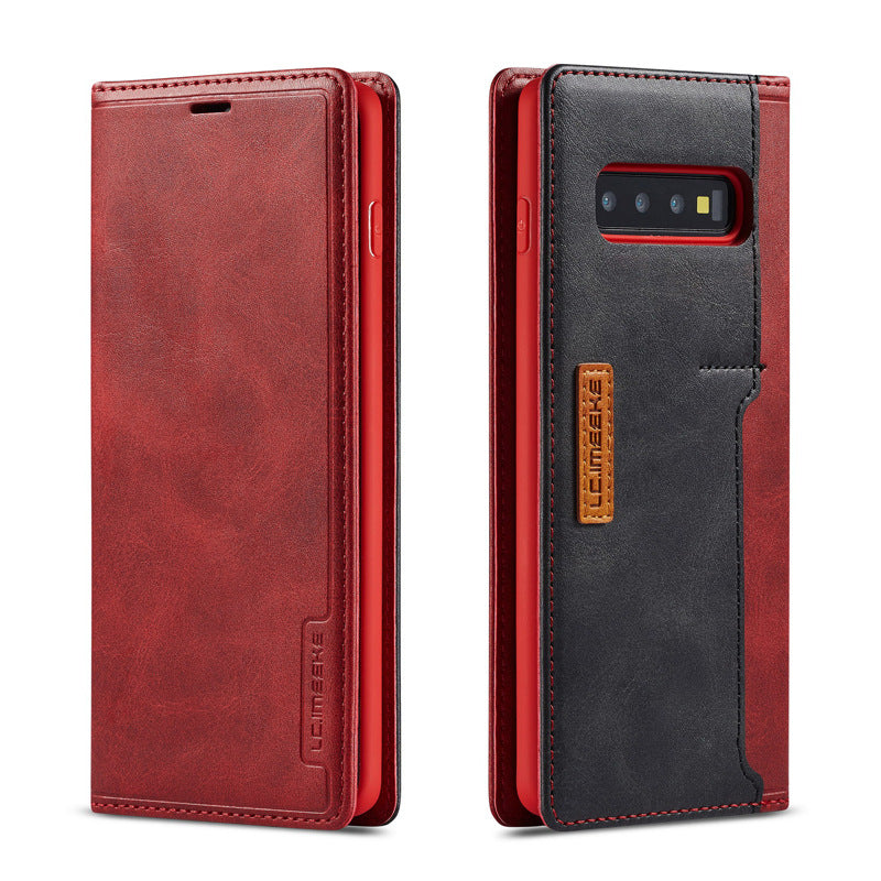 For Apple iPhone13 Calfskin Pattern External Card Simple Flip Phone Case Business Bracket - Korvel