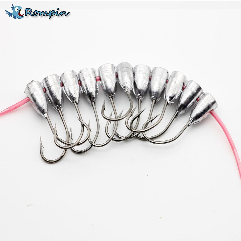 Rompin 10pcs/bag overturned hook lead fishing hooks - Korvel