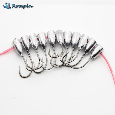 Rompin 10pcs/bag overturned hook lead fishing hooks - Korvel