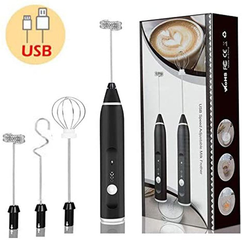 3-Piece Electric Milk Frother And Whisk Set - Korvel