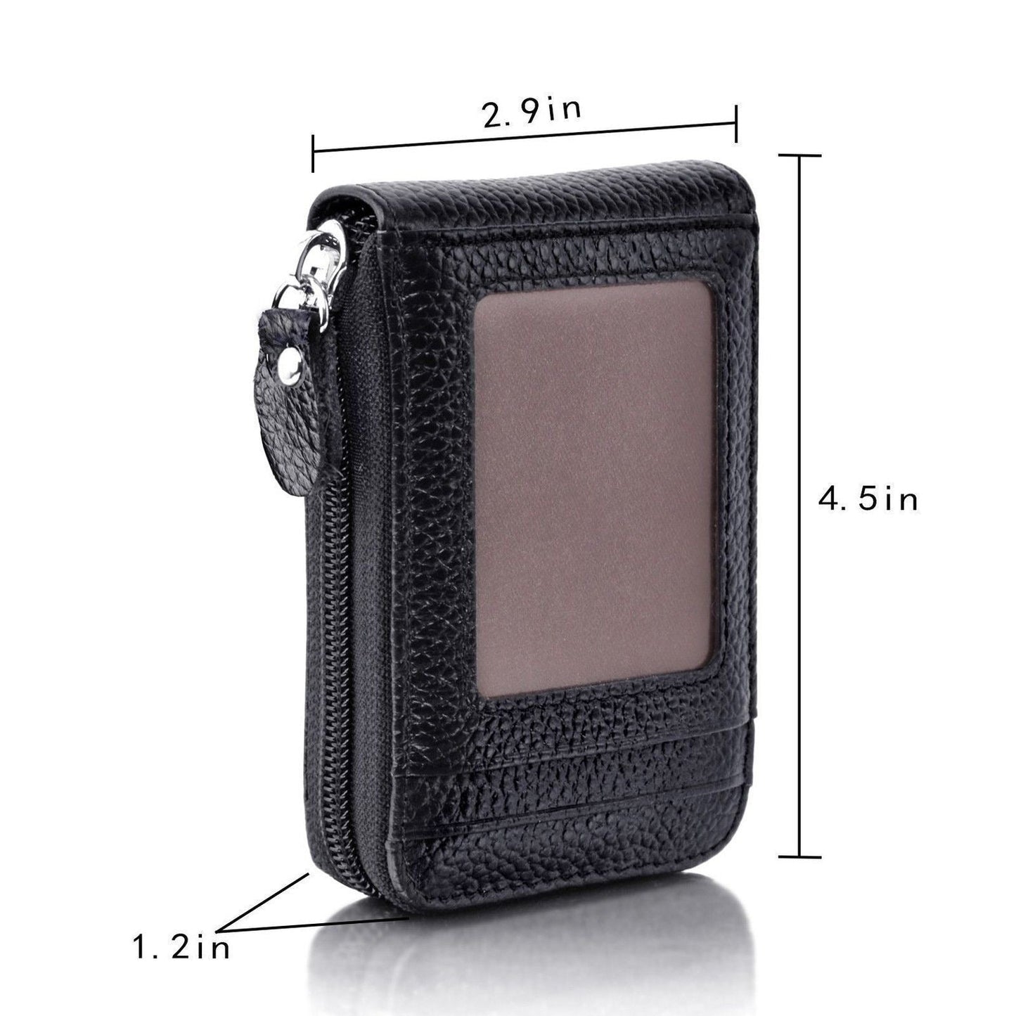Men's Wallet Genuine PU Leather Credit Card Holder RFID Blocking Zipper Pocket Men bag Multi-card zipper - Korvel