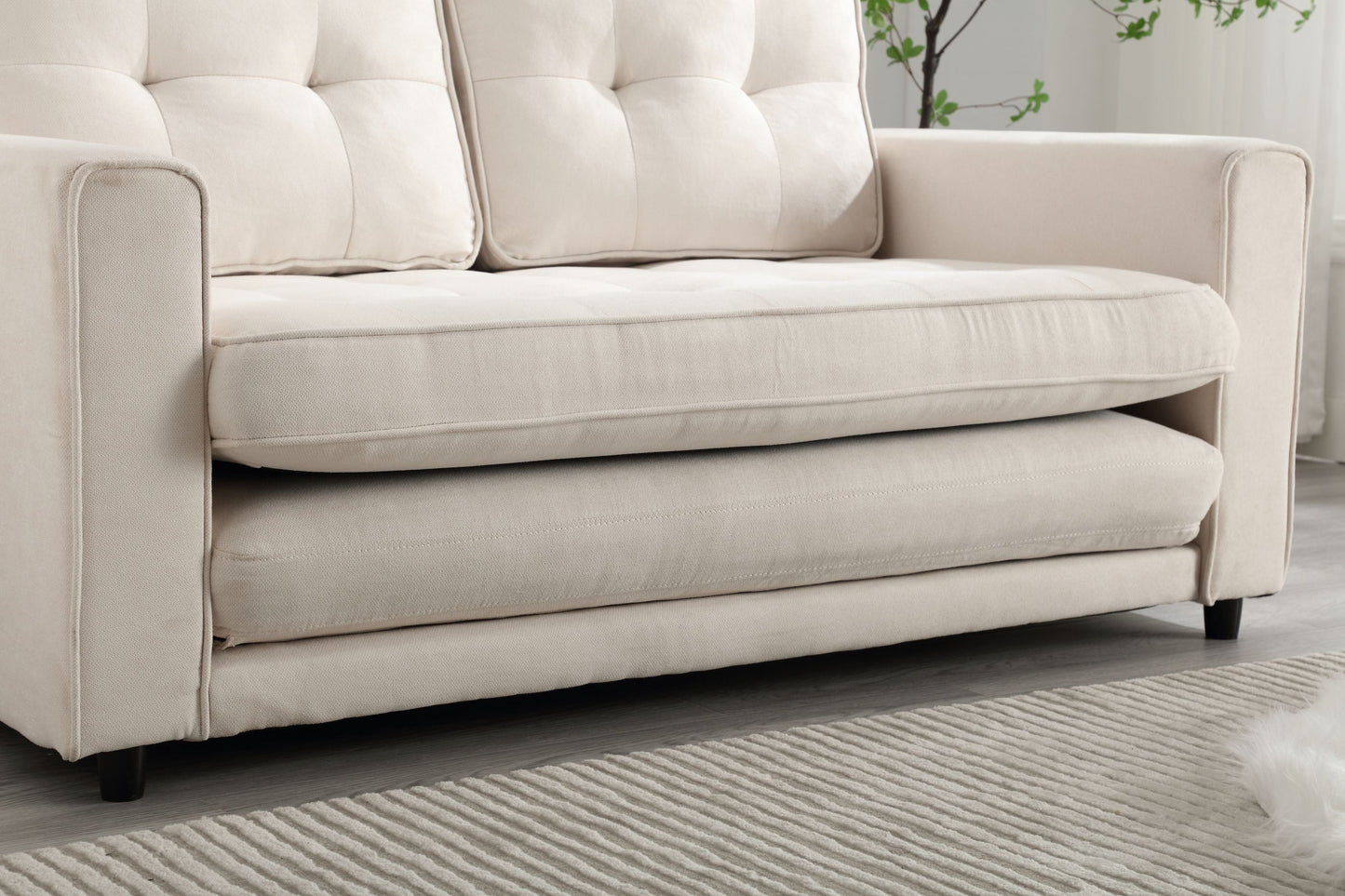 Canapé-lit futon convertible 3 plis - Gris foncé, Gris clair et Beige