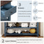 Retro Design Console Table with Two Open Shelves, Pine Solid Wood Frame and Legs for Living Room (Antique Navy+Espresso) - Korvel