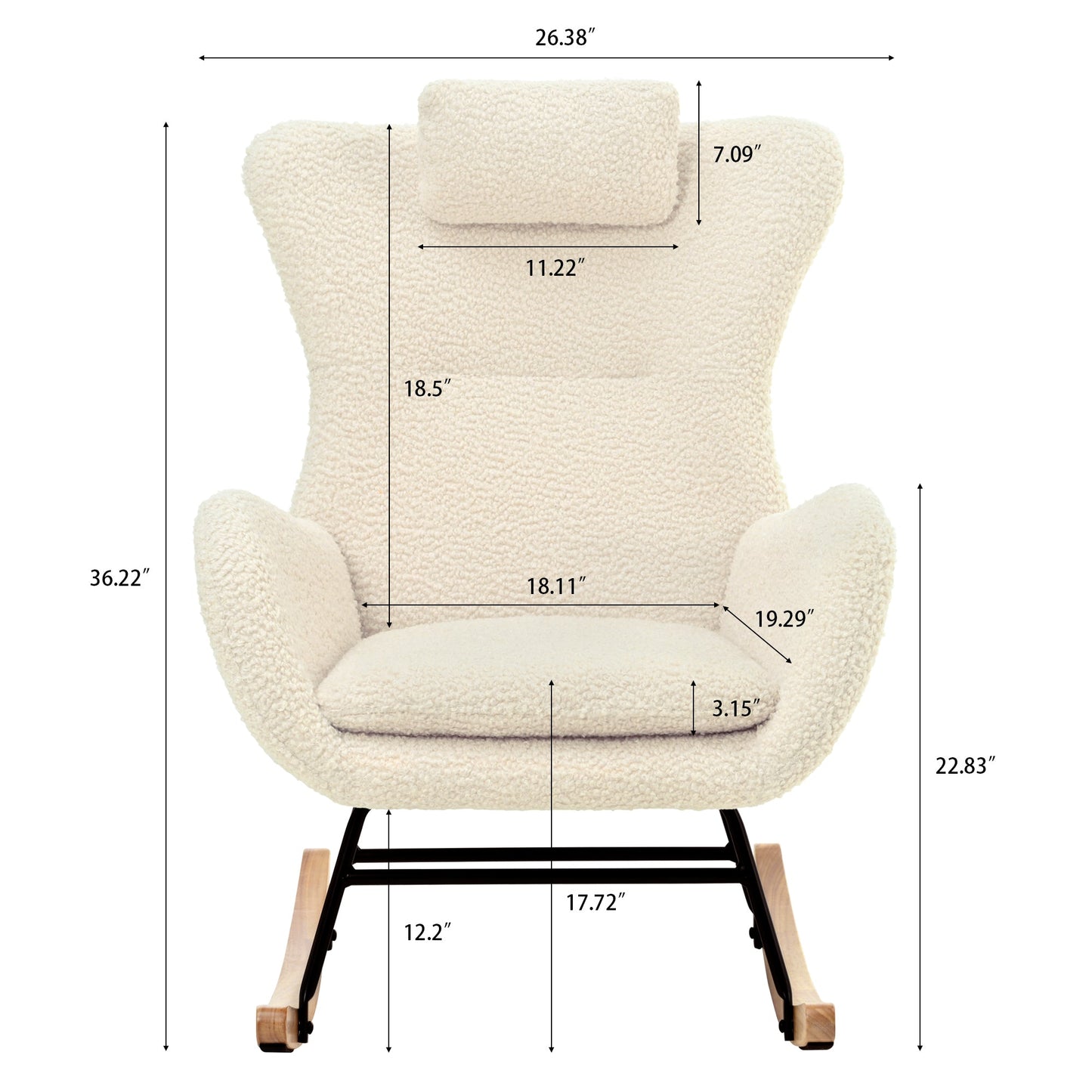 Rocking Chair - with rubber leg and cashmere fabric suitable for living room and bedroom - Korvel