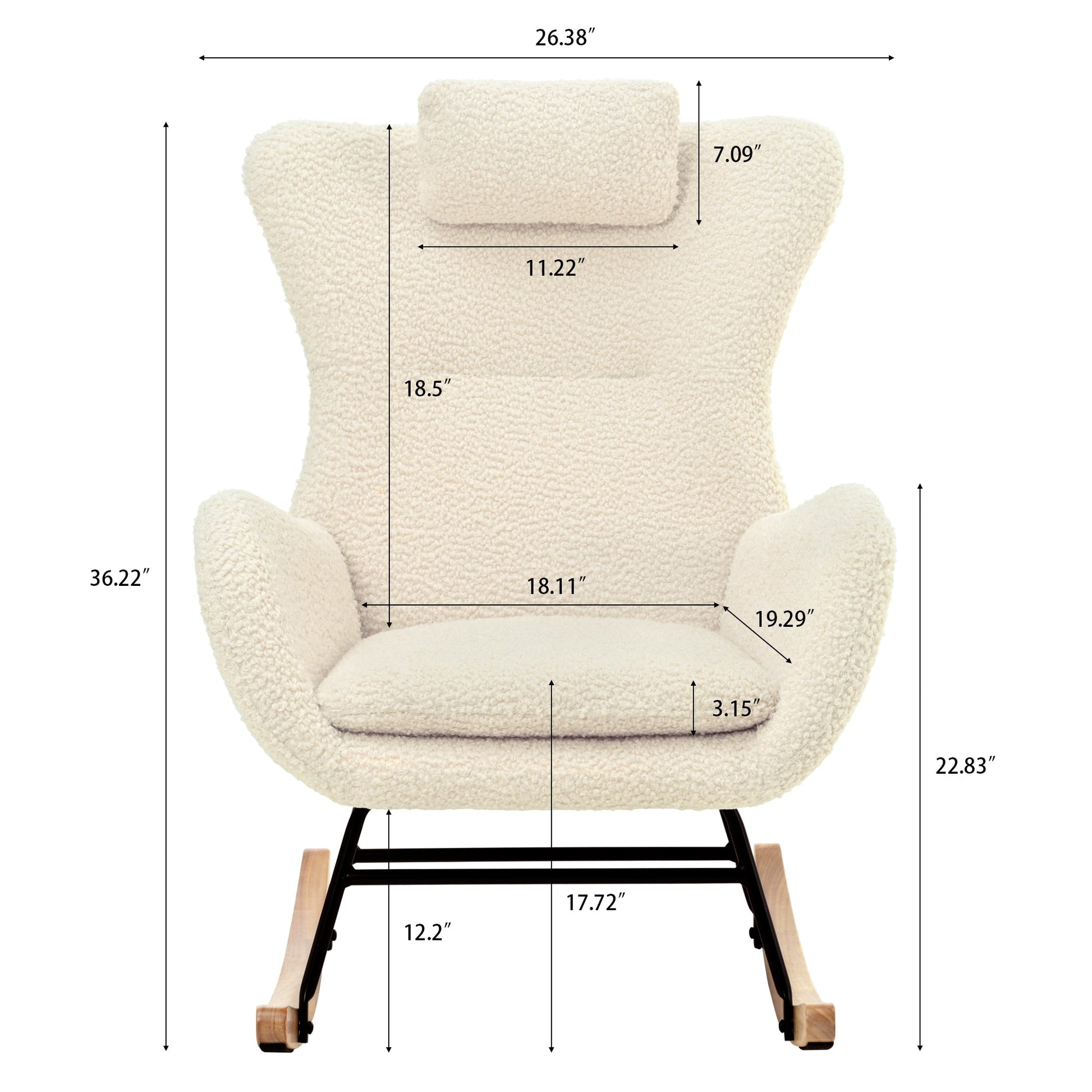 Rocking Chair - with rubber leg and cashmere fabric suitable for living room and bedroom - Korvel