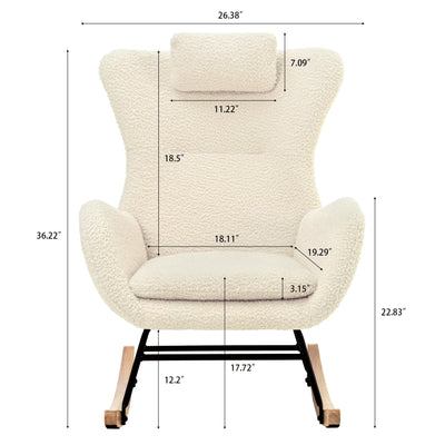 Rocking Chair - with rubber leg and cashmere fabric suitable for living room and bedroom - Korvel