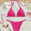 Hanging neck tie bikini multi-color three-point swimsuit hot spring swimsuit - Korvel