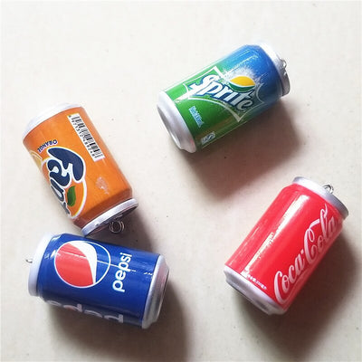 5pcs Mix Colors Cute 3D Plastic Imitation Drink Cans Miniature Food Art Supply DIY Decoration Charm Craft,23*40mm - Korvel