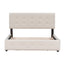 Upholstered Platform Bed with Classic Headboard and 4 Drawers No Box Spring Needed Linen Fabric Queen Size Beige - Korvel