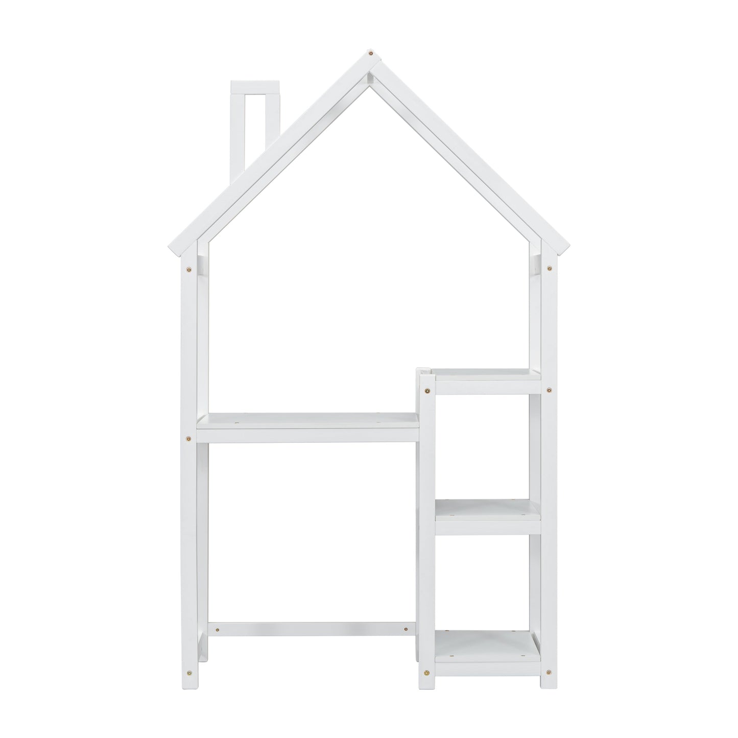 House-shaped Wooden writing Desk,Kids study Table,Bookshelf & Toy Storage,White - Korvel
