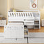 Cama loft twin en forma de L que ahorra espacio con 7 cajones - Blanca