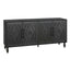 Carved Flower Door Large Storage Cabinet With Metal Handle Suitable For Living Room, Kitchen, Entryway(BLACK) - Korvel