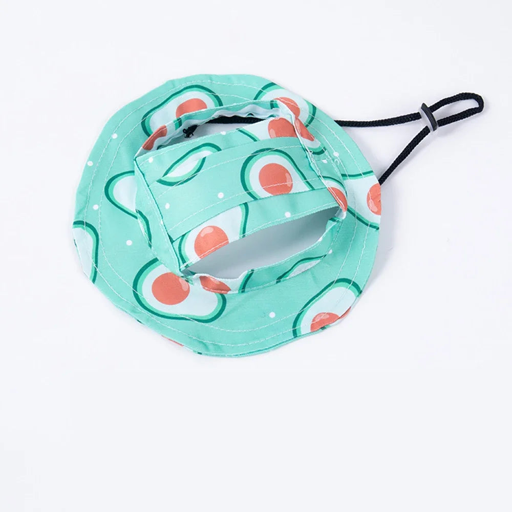 Fashion Dog Hat Adjustable Pet Bucket Hats with Ear Holes Summer Outdoor Round Brim Sun Hat for Samll Dogs Cats Pet Supplies - Korvel