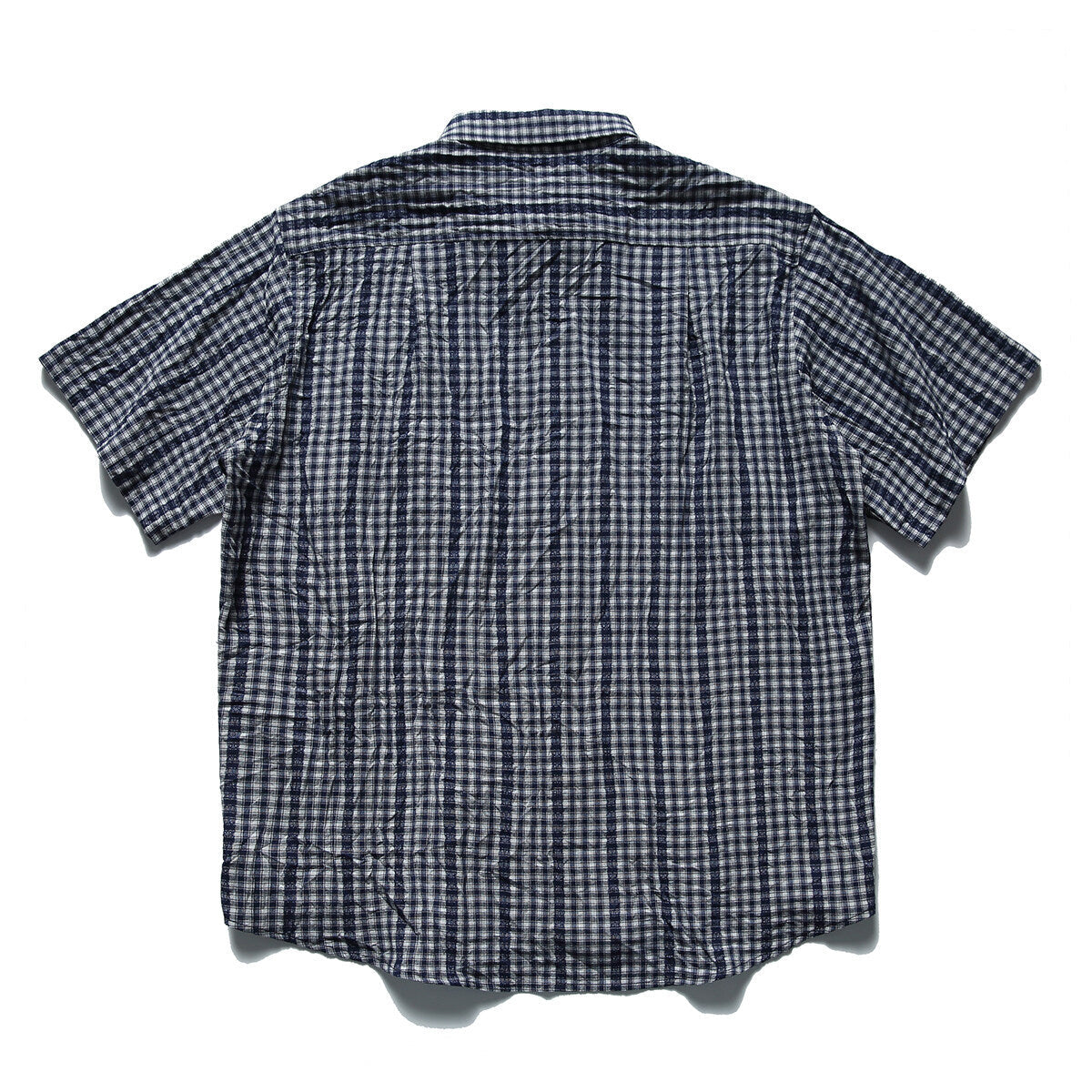 Wrinkled casual short sleeved shirt checkered half sleeved shirt - Korvel