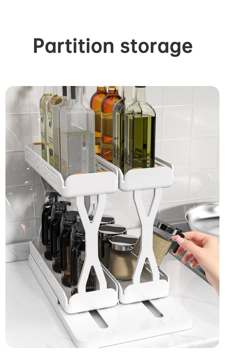 Pull out Rotating Spice Rack Organizer for Cabinet Rotate Makeup Organizer Slide Bottle Box Holder Plastic Seasoning Spice Rack - Korvel