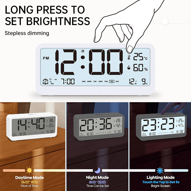 Reloj Digital Multifuncional con Brillo Ajustable