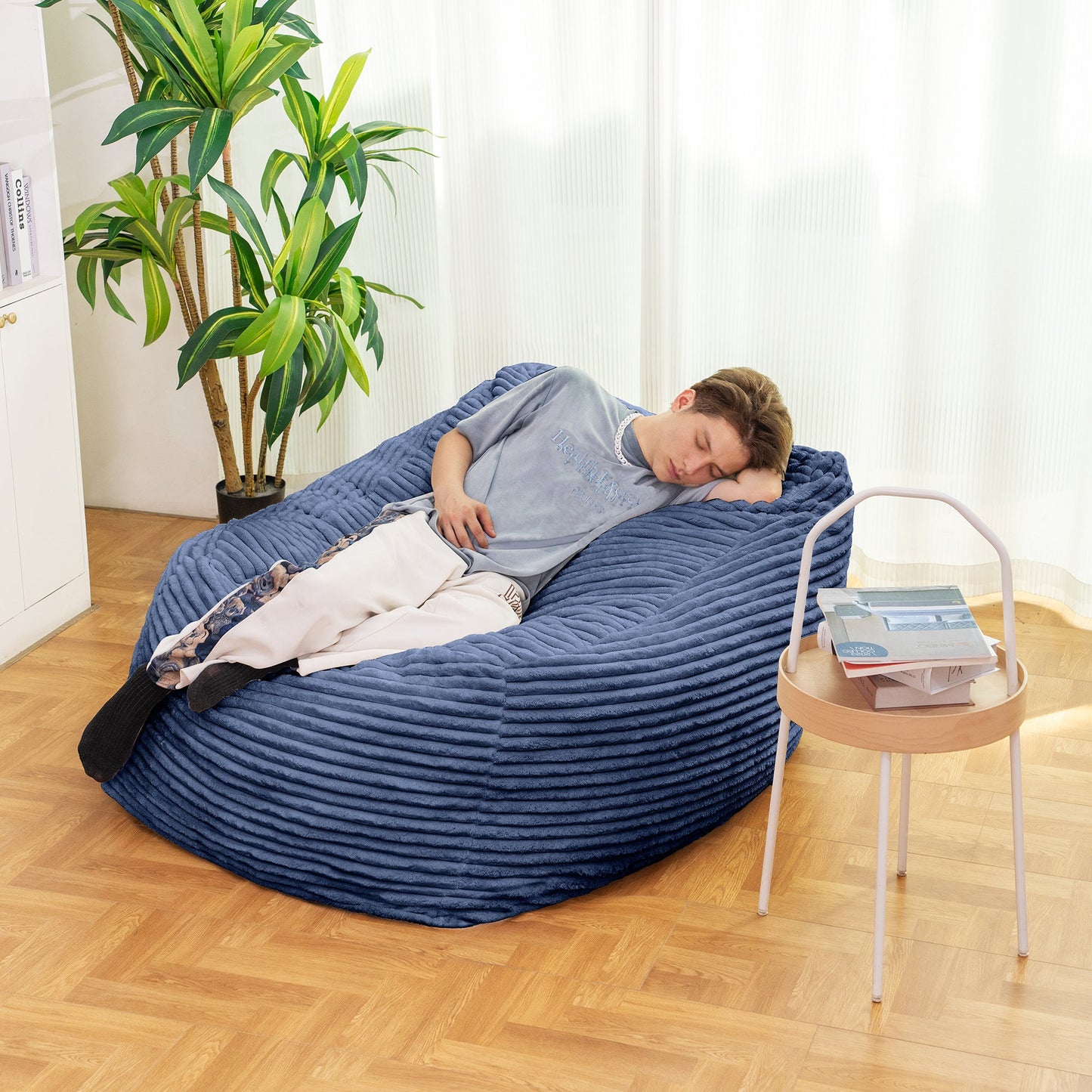 Faux Fur Classic Bean Bag blue - Korvel
