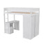 Wood Twin Size Loft Bed with Wardrobes and 2-Drawer Desk with Cabinet  White - Korvel