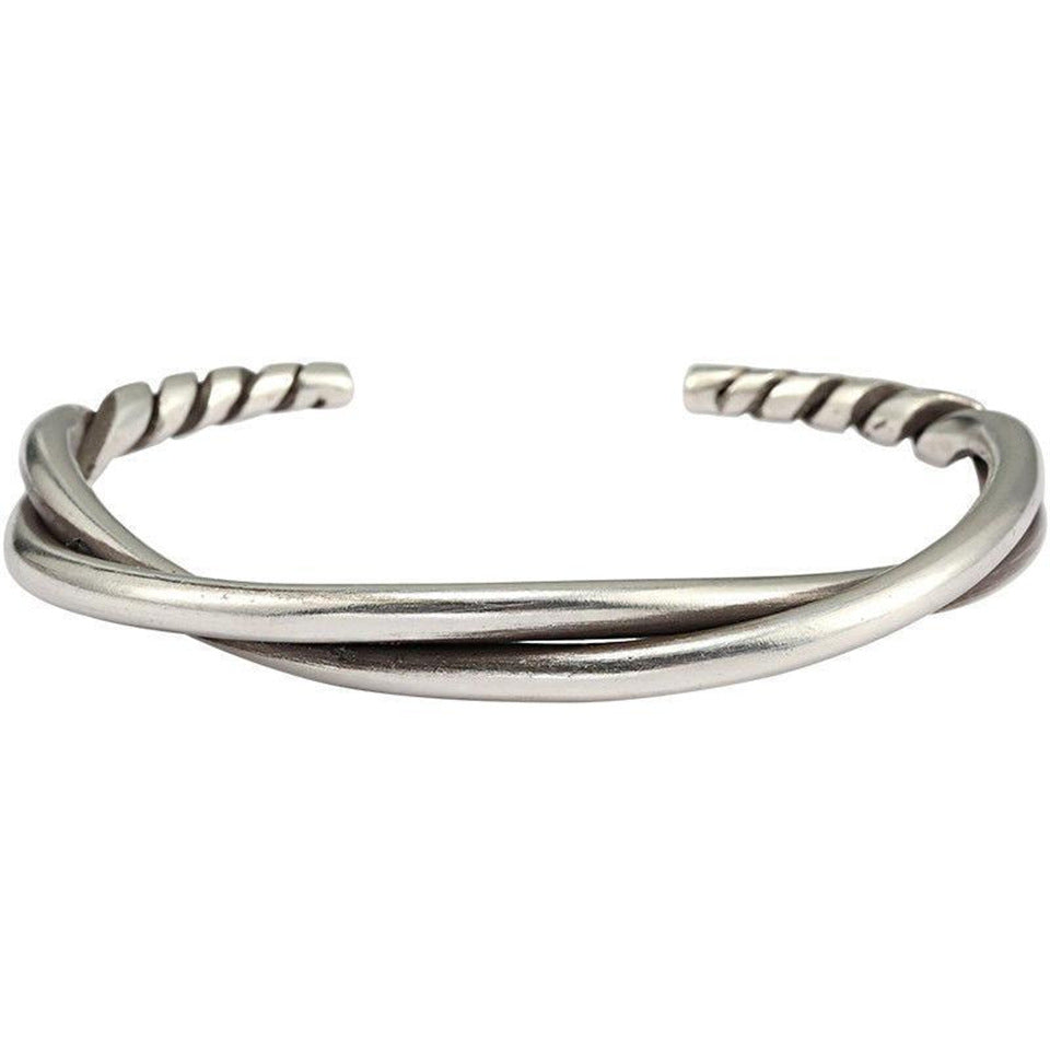 Bracelet en fil torsadé fait main - Design rétro en argent pur