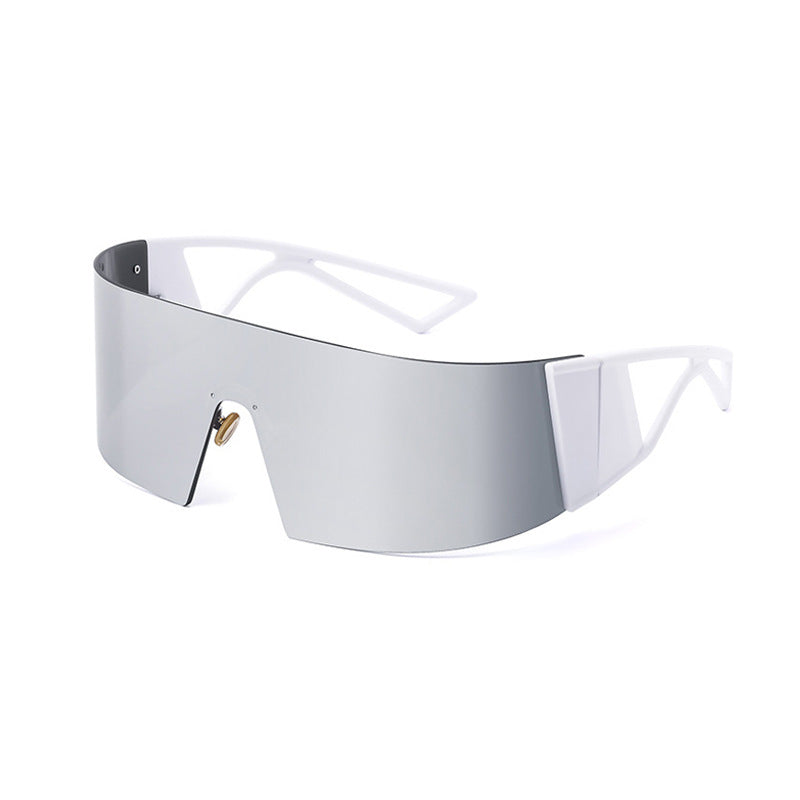 Trendy One Piece Large Frame Sunglasses for Outdoor Activities