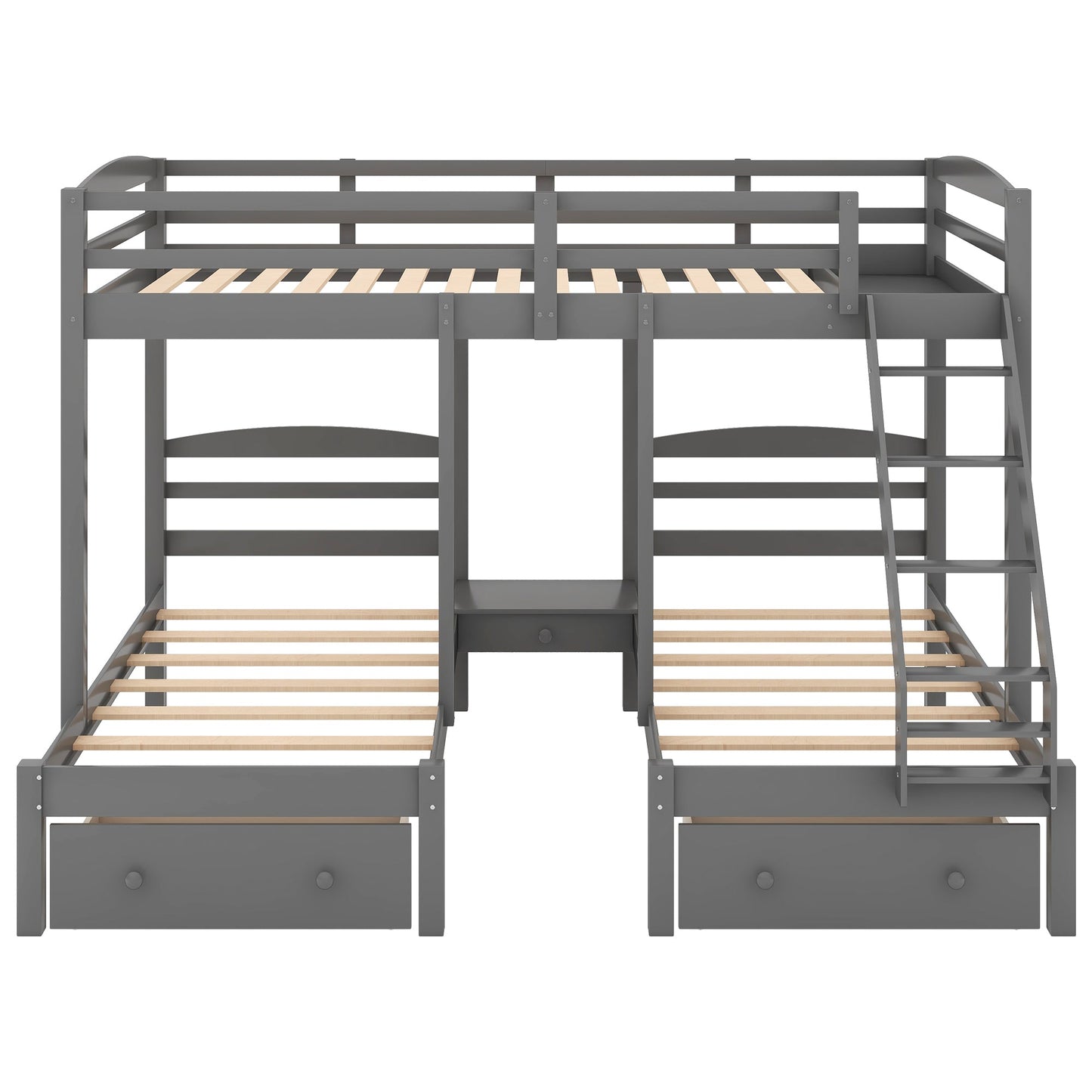 Gray Full over Twin Bunk Bed with Drawers