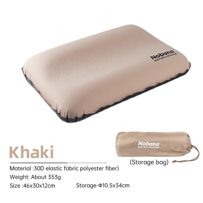 Outdoor 3D Sponge Pillow Automatic Inflatable Pillow Camping Tent Air Cushion Pillow Travel Portable Cervical Neck Pillow - Korvel