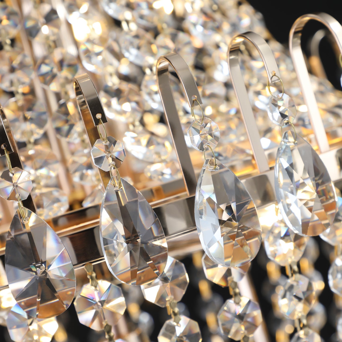Golden crystal pendant light, large modern luxury ceiling lighting (without light bulbs) - Korvel