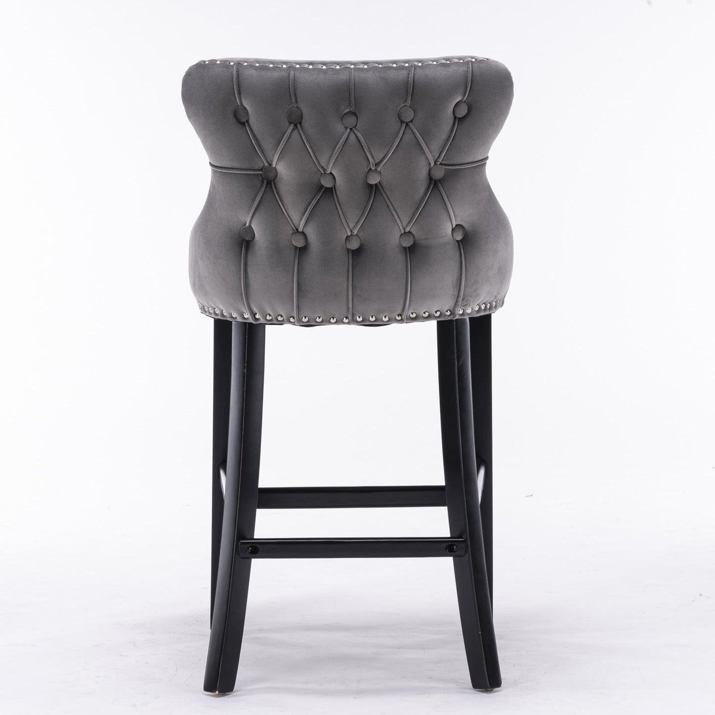 Conjunto de Taburetes de Barrotes de Terciopelo Contemporáneo - Gris