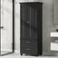 Tall Storage Cabinet with Two Drawers for Bathroom/Office, Black - Korvel