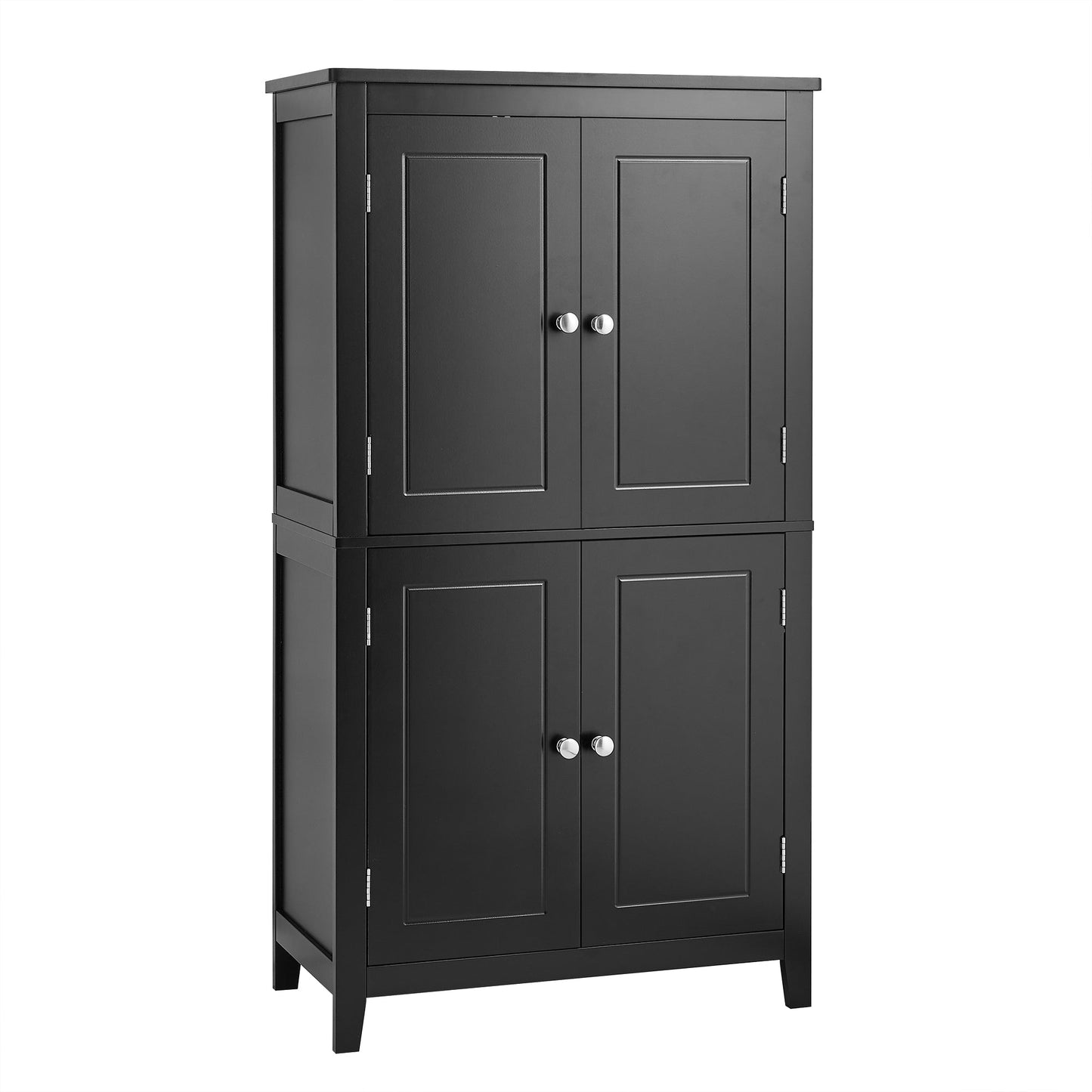 Elegant Black Bathroom Floor Storage Cabinet with Adjustable Shelves