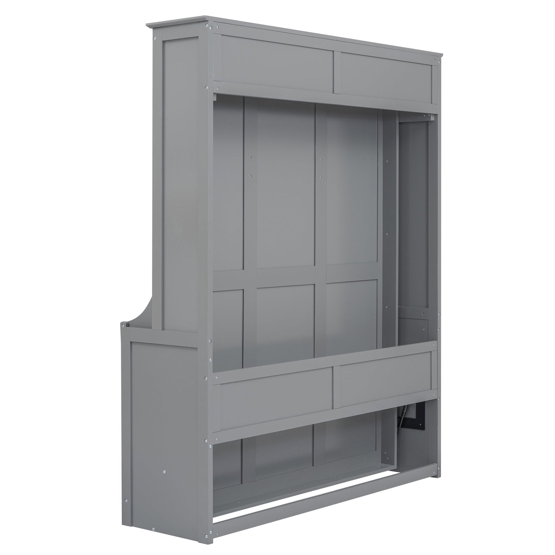 Queen Size Murphy Bed with a Shelf, Gray - Korvel