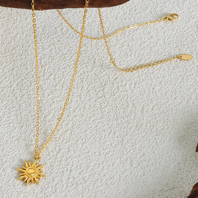 Elegant Titanium Steel Sun Pendant Necklace for Women