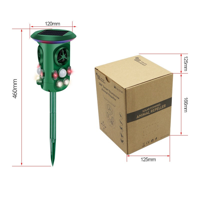 360° Solar Animal Repeller Animal Alarm Intelligent Sensor Cat and Dog Repeller - Korvel