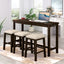 TOPMAX 4 Pieces Counter Height Table with Fabric Padded Stools, Rustic Bar Dining Set with Socket, Brown - Korvel