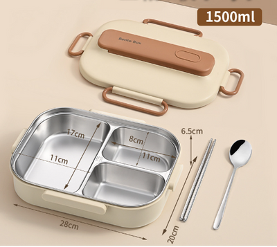 Microwave-heatable 304 stainless steel compartment sealed insulation lunch box lunch box - Korvel