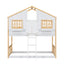 Twin over Twin House Bunk Bed with Roof , Window, Window Box, Door , with Safety Guardrails and Ladder, Natural/White - Korvel
