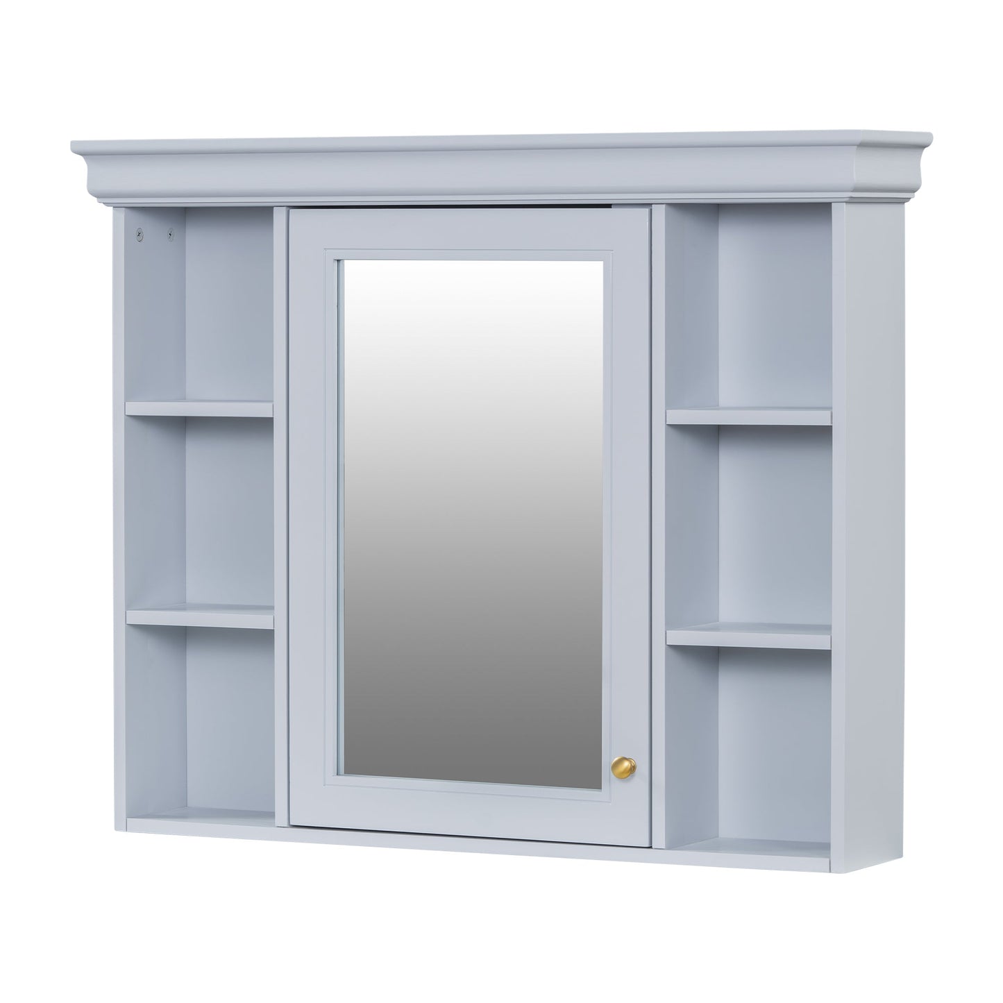 35'' x 28'' Blue Wall Mounted Bathroom Storage Cabinet with Mirror Door, Modern Bathroom Wall Cabinet with Mirror - Korvel