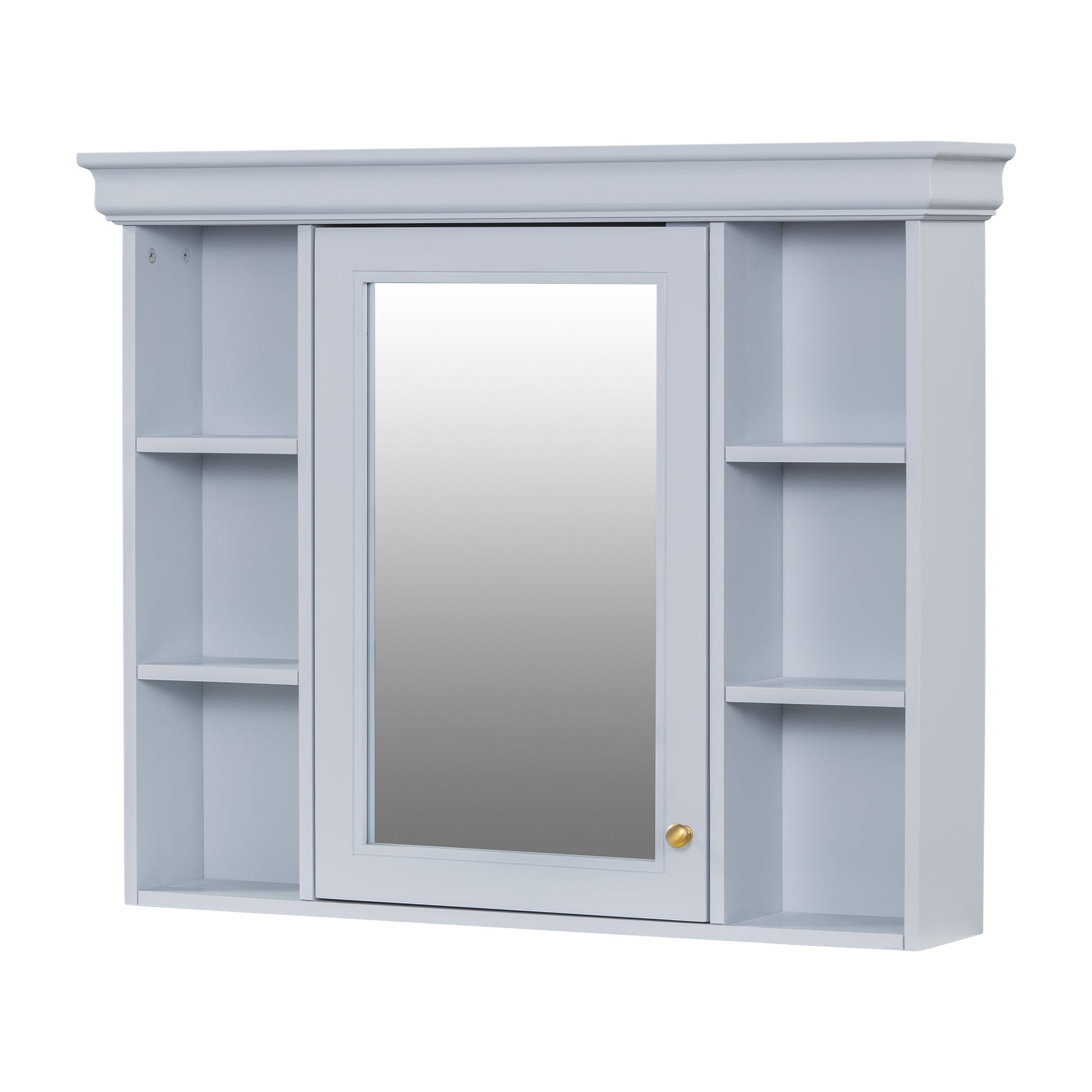 35'' x 28'' Blue Wall Mounted Bathroom Storage Cabinet with Mirror Door, Modern Bathroom Wall Cabinet with Mirror - Korvel