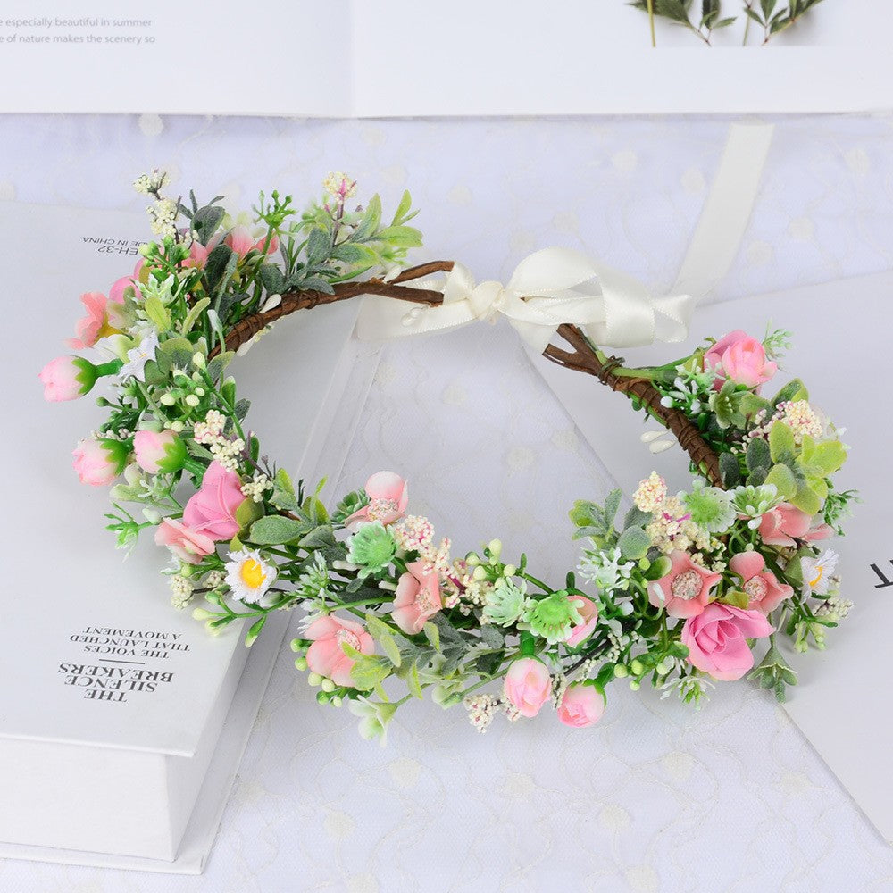 Forest style bride sweet flower headband hair accessories super fairy small floral accessories and makeup styling photography photography travel photography - Korvel