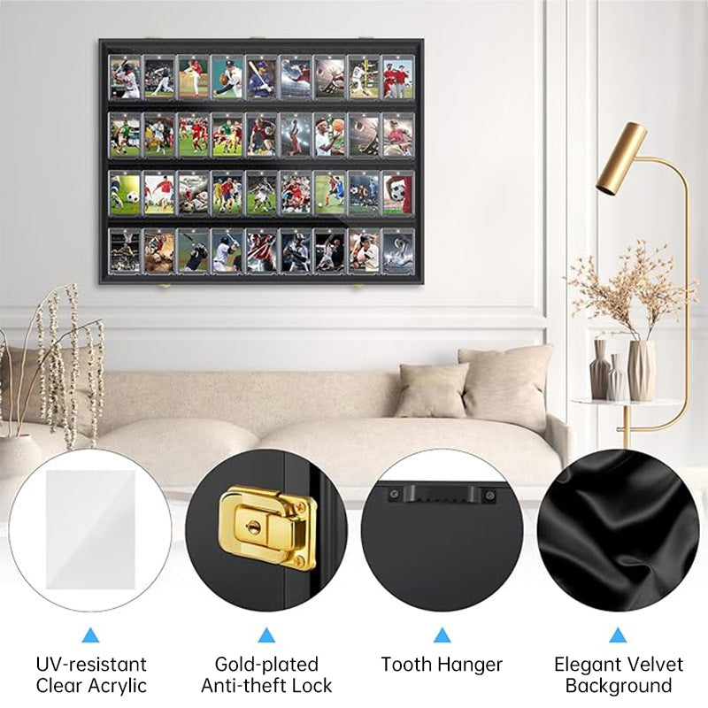 Large Sports Card Display Cases. Wooden, UV - protected acrylic fronts. For football, basketball, hockey cards. - Korvel
