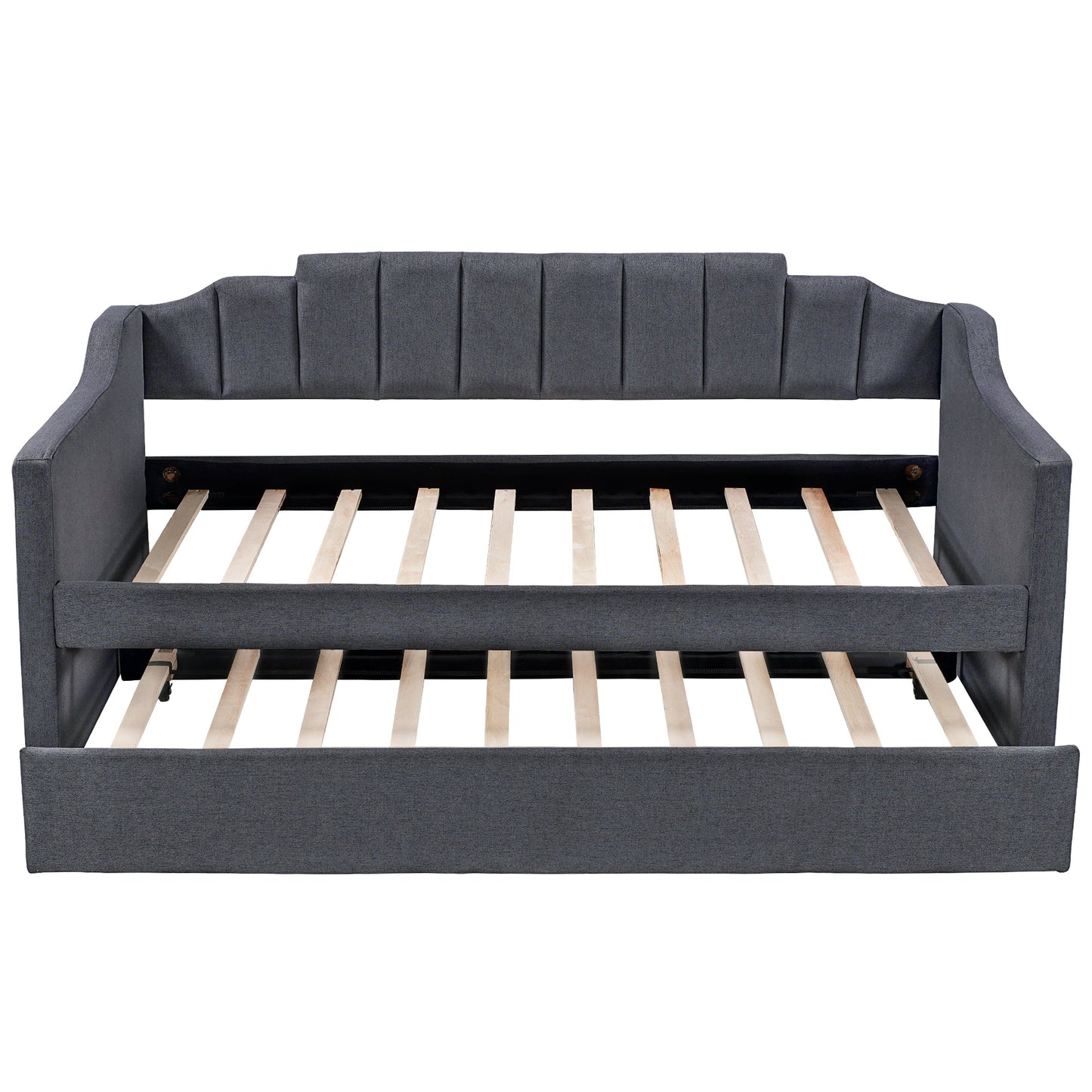Upholstered Twin Daybed with Trundle Black - Korvel