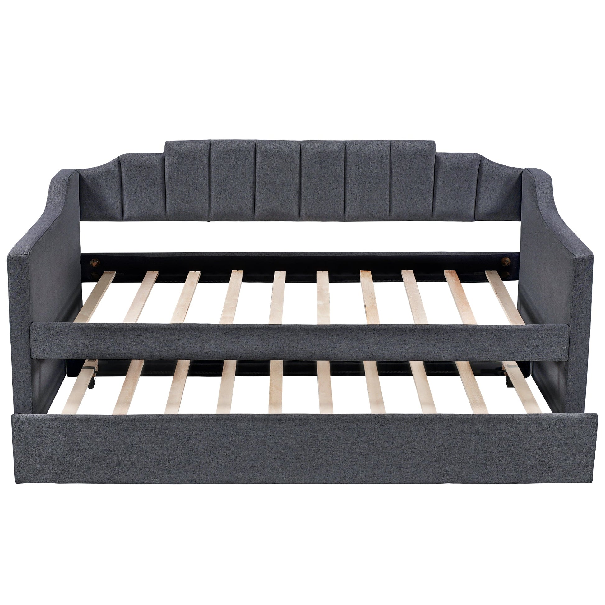 Upholstered Twin Daybed with Trundle Black - Korvel