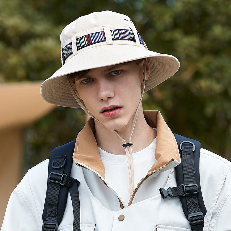 Western cowboy hat women's summer large brim Japanese fisherman hat sun protection sunshade outdoor seaside travel mountaineering hat men - Korvel