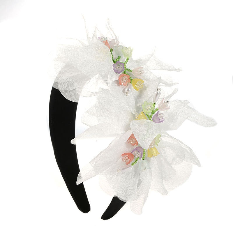 Fashionable handmade fabric crystal flower headband - Korvel