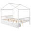 Full Size House Platform Bed with Two Drawers Headboard and Footboard,Roof Design White - Korvel