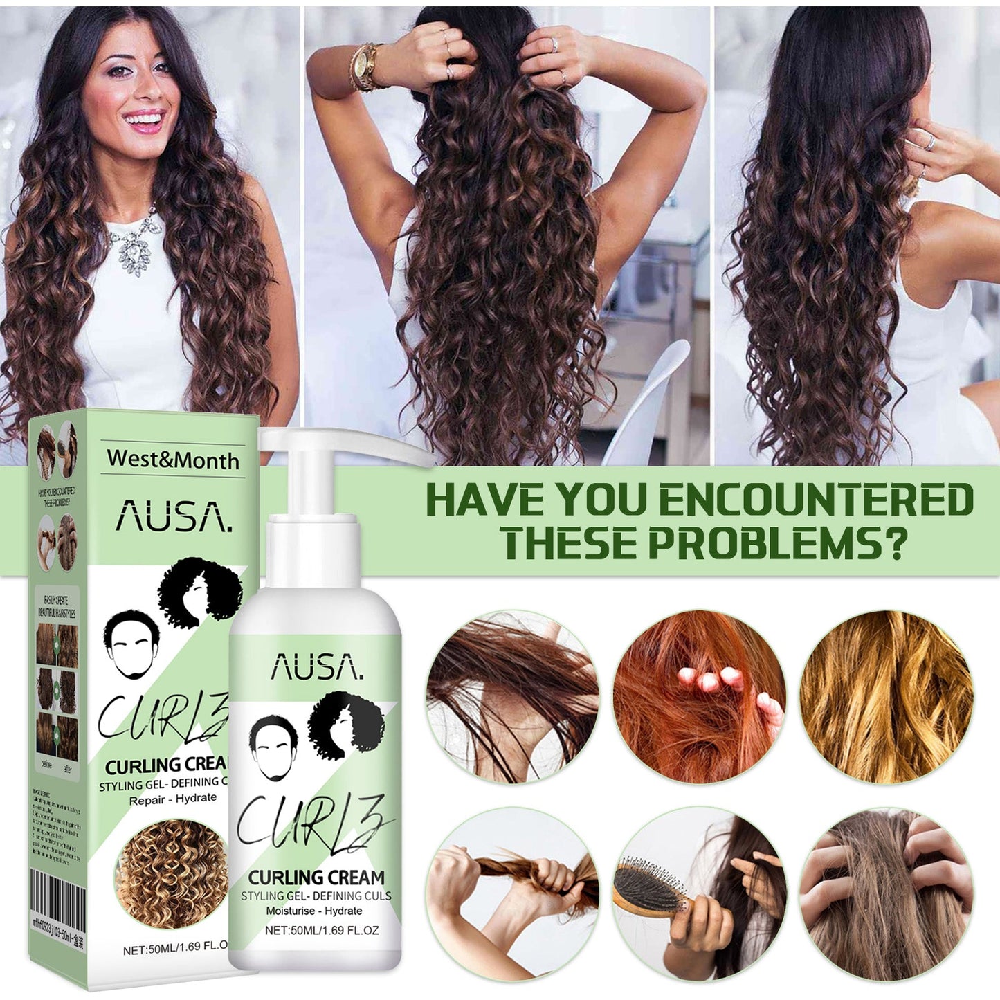 Curly Hair Elastin, Moisturizing Curly Hair Styling Fluffy Elastic Strong Hair Smoothing Frizz And Hair Care - Korvel