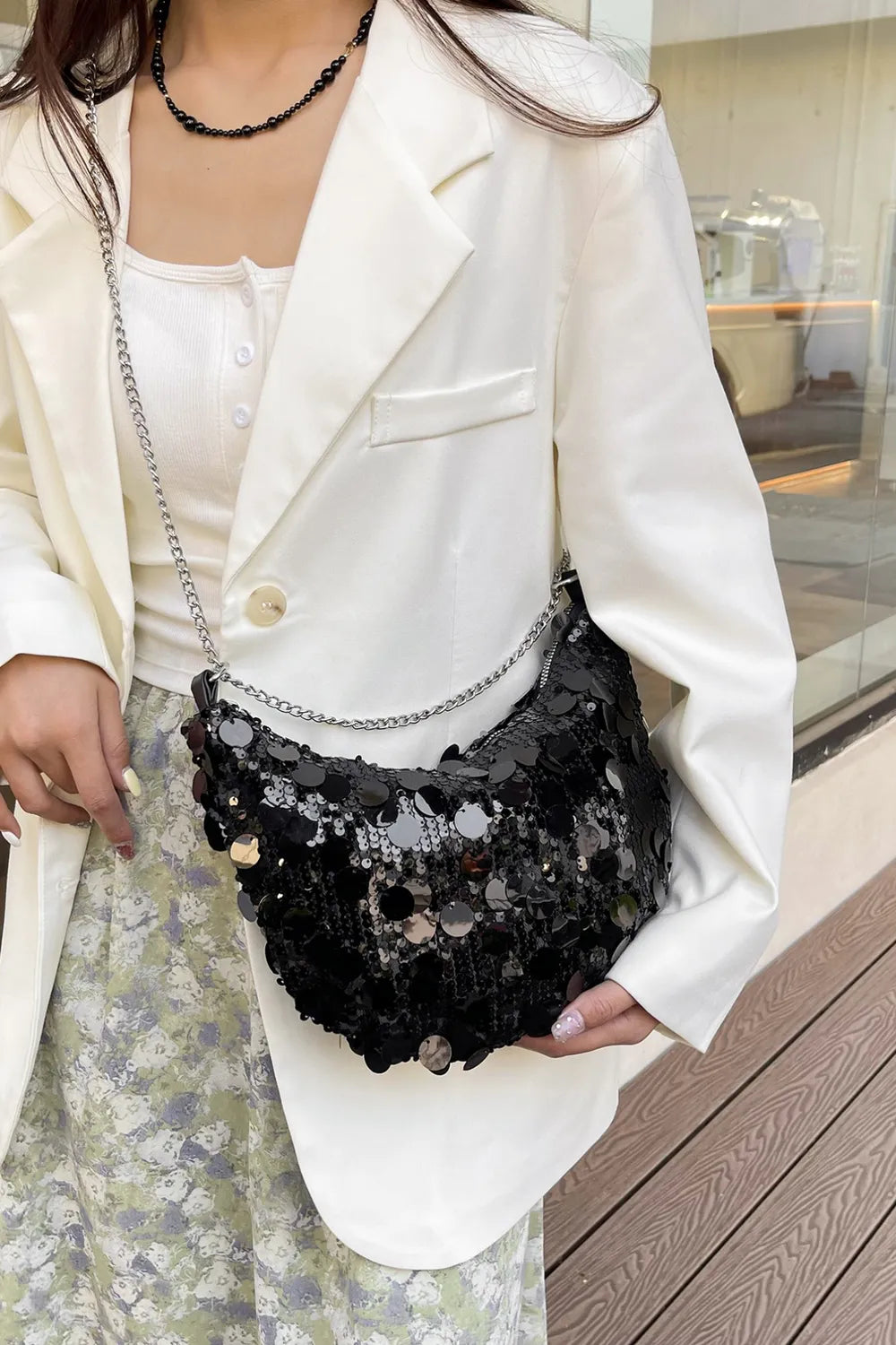 Sequin Chain Crossbody Bag - Korvel